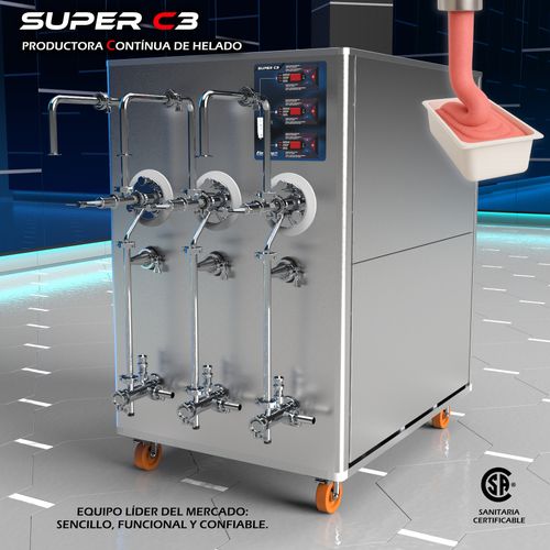 Super C3 - Máquina triple de producción continua para helados de 3 sabores